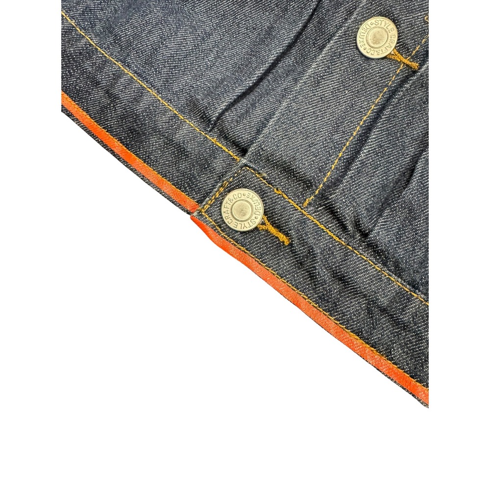 Evisu Denim Jacket Mens XL Indigo Blue Excellent No 3 Lot 1008 Zip Pocket Cinch - Picture 5 of 11